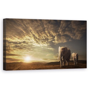 Tablou Canvas - Mersul Pe Jos in Savana, Elafanti, Africa, Safari, 50 x 100 cm