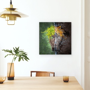 Tablou canvas - Metomorfoza, Fata, Frunze, Abstract, Primavara, Toamna, 60 x 60 cm - Img 4