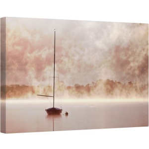 Tablou canvas - Mistic, Barca, Abur, Zori, Rasarit de Soare, Stralucire, Bassenthwait, 40 x 60 cm