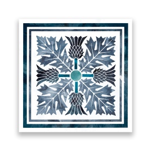 Tablou Canvas - Motif, Frunze, Albastru, Deschis, 60 x 60 cm