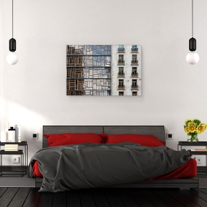 Tablou canvas - Mozaicul Din Ferestre, Arhitectura, Fatada, Cladire, Ferestre, Bruxelles, Zid, 60 x 90 cm - Img 3