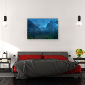 Tablou canvas - Munte Sumbru, Yosemite, Munti, Vale, Nori, Cascada, 40 x 60 cm - Img 3