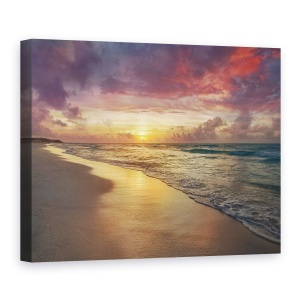 Tablou canvas - Natura, Mare, Valuri, Nisip, Natura, Apus De Soare, 75 x 100 cm