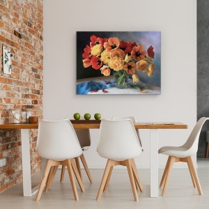 Tablou Canvas - Natura Moarta Cu Un Buchet de lalele, 50 x 70 cm - Img 4