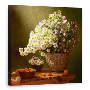 Tablou Canvas - Natura Moarta Cu Un Cos De Flori Salbatice, 60 x 60 cm