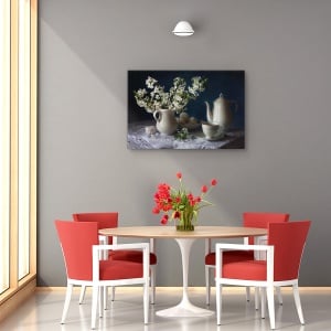 Tablou decorativ natură moartă cu prăjituri și biscuiți pe canvas
