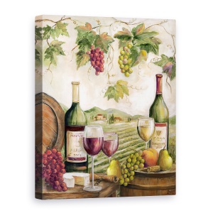 Tablou canvas - Natura Morta, Vin, Branza, Fructe, Peisaj, Natura, Pictura, 50 x 70 cm