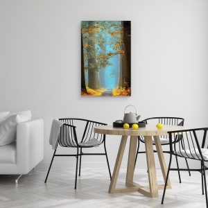 Tablou canvas - Natura, Peisaj, Padure De Toamna, Frunze Galbene, Pictura, 60 x 90 cm - Img 4