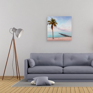 Tablou canvas - Natura, Peisaj, Palmier, Mare, Nisip, Apus De Soare, 60 x 60 cm - Img 2