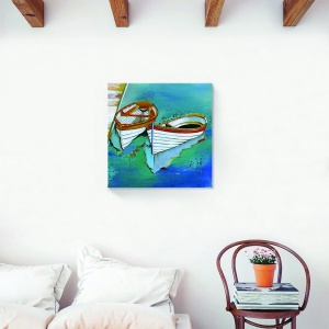 Tablou decorativ canvas nautic cu barcă albastră