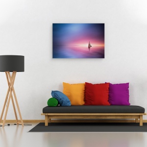Tablou canvas - Navigand Pe Lac Spre Apus, Mare, Ocean, Apa, Vele, 60 x 90 cm - Img 2