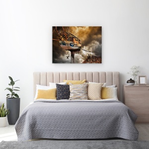 Tablou canvas - Nimfa, Barca, Pasare, Vapor, Zbor, 75 x 100 cm - Img 3