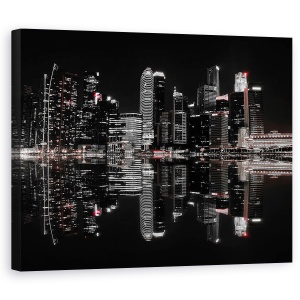 Tablou canvas - Noapte In Oras, Arhitectura, Singapore, Cer, Peisaj Urban, 60 x 75 cm