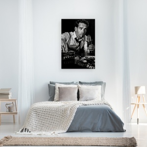 Tablou canvas - Noroc Si Noapte Buna, Vintage, Retro, Mic, Microfon, Radio, 40 x 60 cm - Img 3