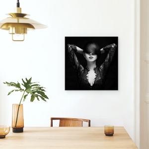Tablou canvas - Nu Te Vad, Portret, Dantela, Fata, Model, Moda, 60 x 60 cm - Img 4