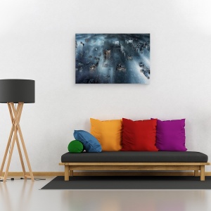 Tablou canvas - NYC Albastru, Oras, Peisaj Urban, Nori, New York, 40 x 60 cm - Img 2
