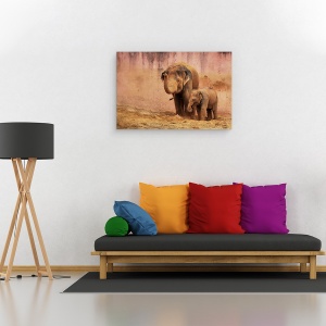 Tablou canvas - O Incantare Cereasca, Elefanti, Praf, Murdarie, Nisip, 40 x 60 cm - Img 2