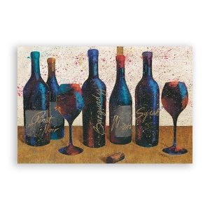 Tablou Canvas - Obiecte, Sticle de vin, Pahare, Pictura, 60 x 90 cm