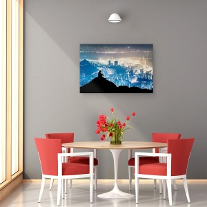 Tablou canvas - Observand Orasul, Noapte, Oras, Peisaj Urban, Silueta, Excursie, 80 x 120 cm - Img 4