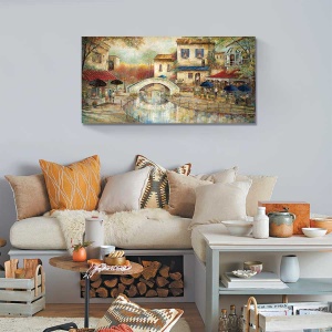 Tablou Canvas - Oras, Rau, Pod, 50 x 100 cm - Img 2