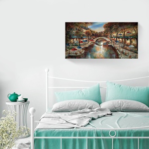Tablou decorativ modern living cu oraș romantic de toamnă