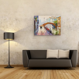 Tablou canvas - Oras, Venetia, Peisaj, Amurg, Oameni, Pictura, 60 x 80 cm - Img 2