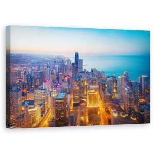 Tablou canvas - Orasul Magnific, Chicago, Peisaj Urban, Cer, Noapte, 50 x 80 cm