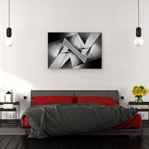 Tablou canvas - Origami de Metal, Asiatic, Hiroshima, Japonia, Arhitectura, Alb-Negru, 80 x 120 cm - Img 3