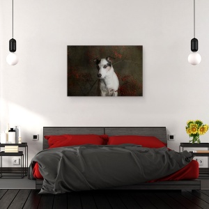 Tablou canvas - Padurile Sunt Minunate, Intunecate Si Adanci, Caine, Toamna, Rosu, Animale, 80 x 120 cm - Img 3