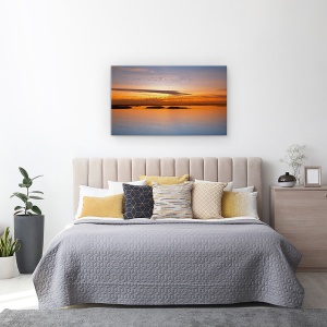Tablou Canvas - Pana La Apus, Peisaj, Lac, Pasari, Ocean, 50 x 80 cm - Img 3