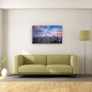 Tablou canvas - Partea De Sus A Stancii, Manhattan, New York, Noapte, Culori Pastelate, 50 x 80 cm - Img 2