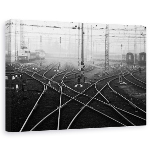 Tablou canvas - Pasager De Noiembrie, Alb-Negru, Piesa, Piese, Tren, 40 x 60 cm