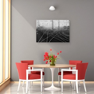 Tablou canvas - Pasager De Noiembrie, Alb-Negru, Piesa, Piese, Tren, 40 x 60 cm - Img 4