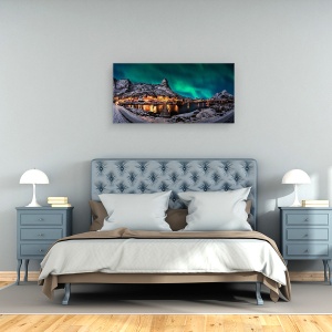 Tablou canvas - Pasarela Boreala, Lofoten, Cladiri, Case, 50 x 100 cm - Img 3