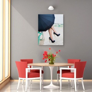 Tablou canvas - Pauza De Cafea, Moda, Banca, Umbrela, Acoperi, Acoperit, 60 x 75 cm - Img 4