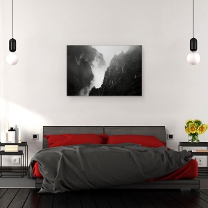 Tablou canvas - Peisaj, Alb-Negru, Abur, Ceata, Stanca, 80 x 120 cm - Img 3