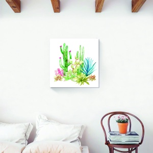 Tablou decorativ canvas cu cactuși și aloe, 60x60 cm