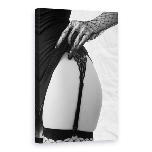 Tablou canvas - Plasa, Intim, Monocrom, Feminin, Curbe, Dantela, 60 x 90 cm