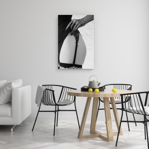Tablou canvas - Plasa, Intim, Monocrom, Feminin, Curbe, Dantela, 60 x 90 cm - Img 4