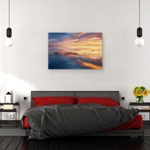 Tablou canvas - Plase De Pescuit, Net, Lac, Albufera, Apus De Soare, 40 x 60 cm - Img 3