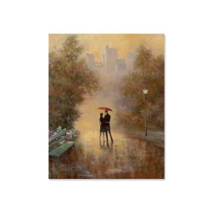 Tablou Canvas - Plimbare in parc, Banca, Umbrela, Pereche, Iubire, 60 x 75 cm