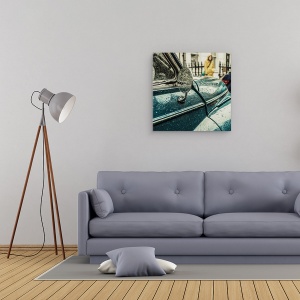 Tablou canvas - Ploaie In Londra, Vintage, Retro, Clasic, Masina, 60 x 60 cm - Img 2