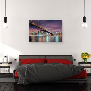 Tablou canvas - Podul Brooklyn Noaptea, Manhattan, Pod, 80 x 120 cm - Img 3