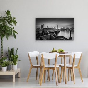 Tablou canvas - Podul Westminster, Arhitectura, Modern, Oras, Cladire, Perspectiva, 50 x 80 cm - Img 4