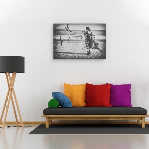 Tablou canvas - Portret, Doamna, Plaja, Nisip, Pasari, 80 x 120 cm - Img 2