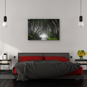 Tablou canvas - Poteci intunecate, Peisaj, Copaci, Ceata, Fantezie, 80 x 120 cm - Img 3