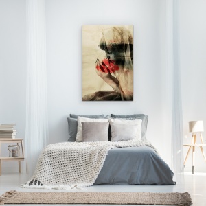 Tablou Canvas - Poveste Incomoda, Starea De Spirit, Fata, Red, Rugandu-Se, Tesatura, 80 x 120 cm - Img 3
