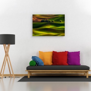 Tablou canvas - Primavara in Palouse, Peisaj, Verde, Camp, Copaci, 60 x 90 cm - Img 2