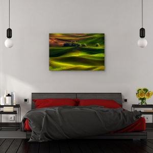 Tablou canvas - Primavara in Palouse, Peisaj, Verde, Camp, Copaci, 80 x 120 cm - Img 3