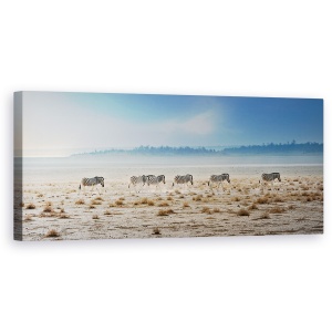 Tablou Canvas - Promenada, Natura, Animale, Salbatice, Zebra, Ceata, 30 x 90 cm